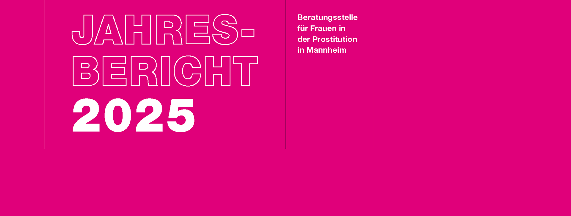 Titelseite des Jahresberichts 2025 von Amalie - Beratungsstelle für Frauen in der Prostitution